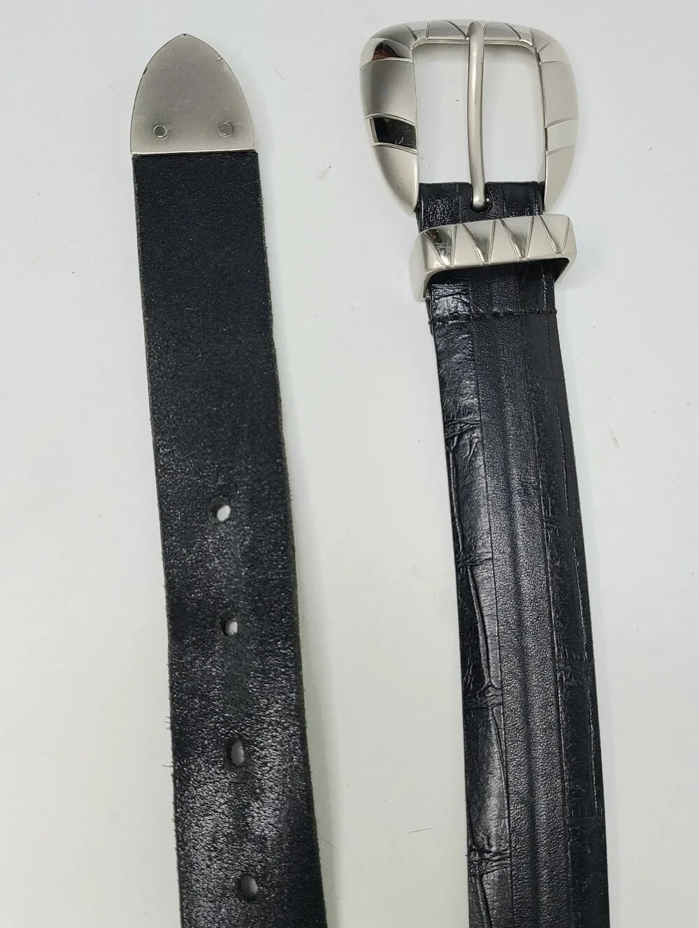 Johnston & Murphy Handcrafted Western Graphic Buckle Italian Leather Belt